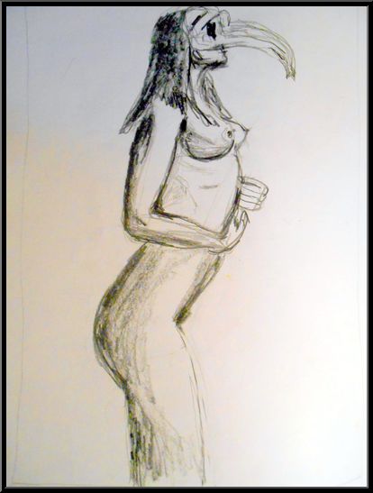 Antoine-Paulet-femme oiseau mine de plomb