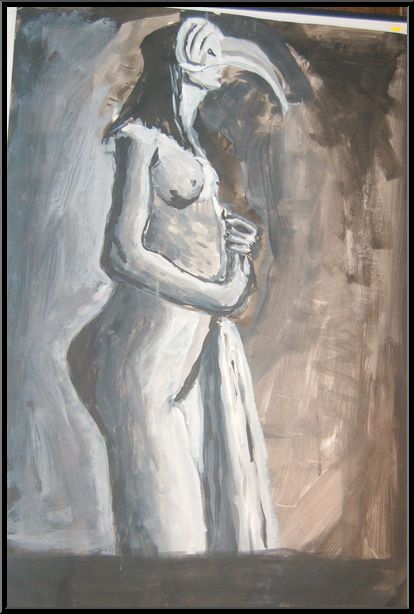 Antoine-Paulet-femme oiseau gouache