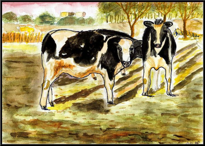 Antoine-Paulet-vaches aquarelle